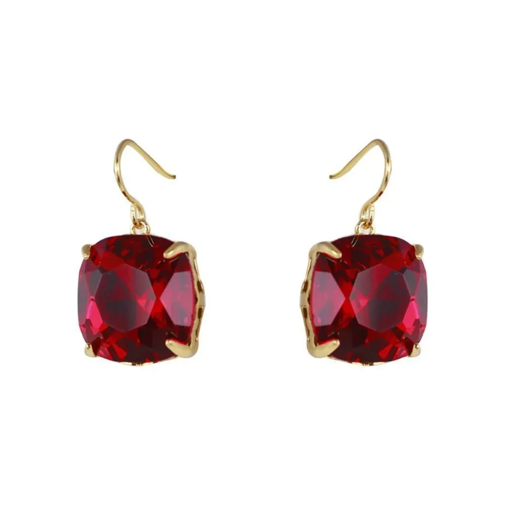 Tory Burch Crystal Hook Drop Earrings - RED with Dust Bag - Picture 3 of 6